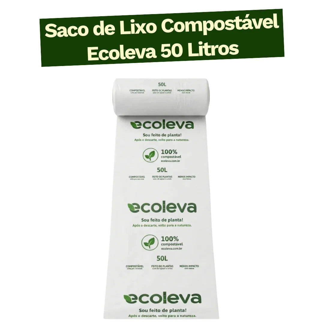 Saco de lixo 100% compostável Ecoleva — 50 L (10 unidades)