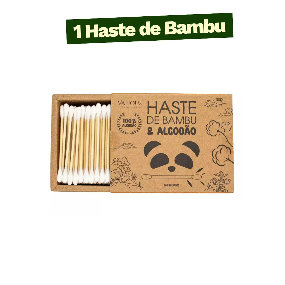 Hastes de bambu e algodão — caixa com 200 unidades